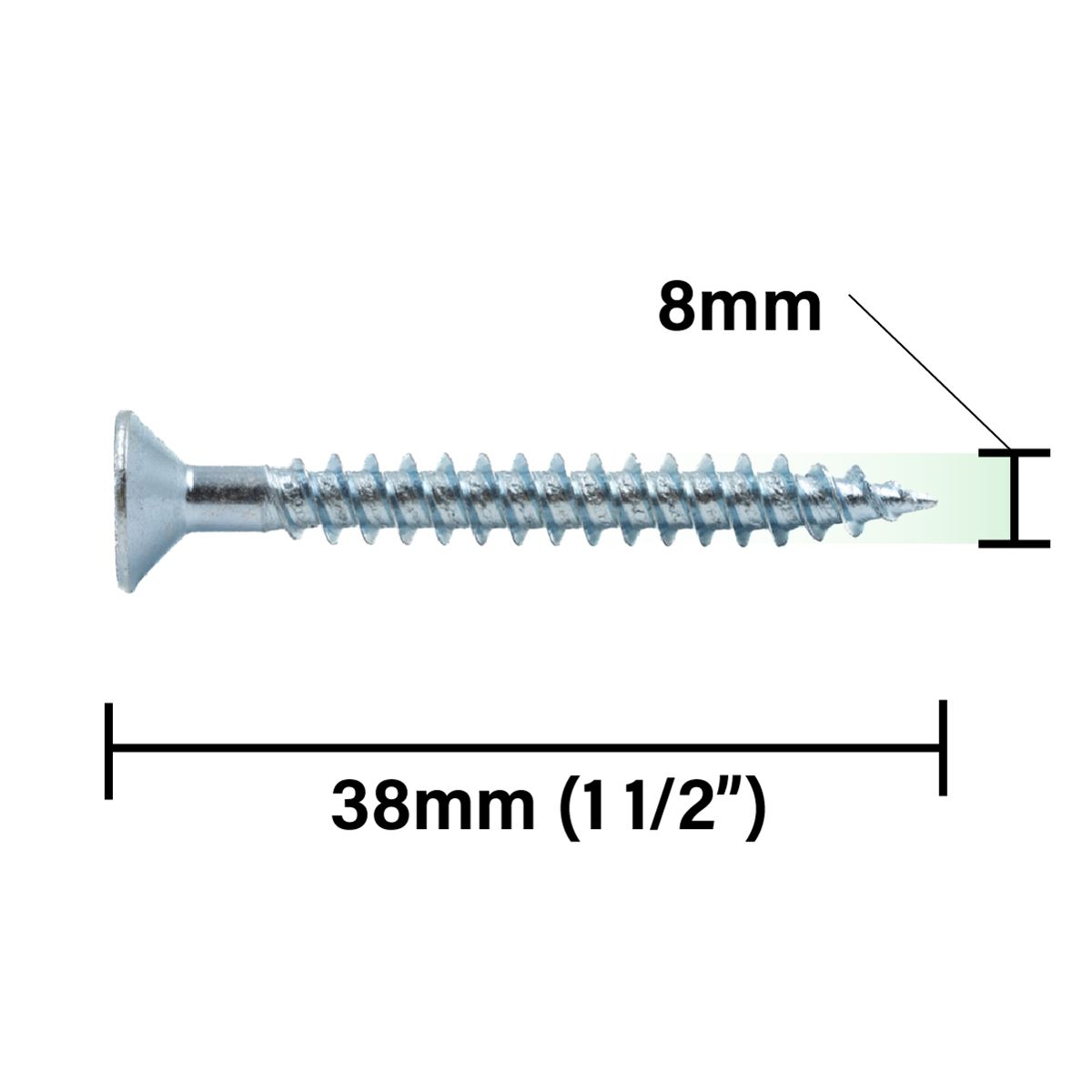 Rikä TWSR021 Woodscrew Twin-Thread CSK BZP 8 x 1 1/2in 200pk